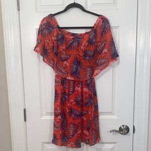 Aura Red and Blue Floral Mini Dress